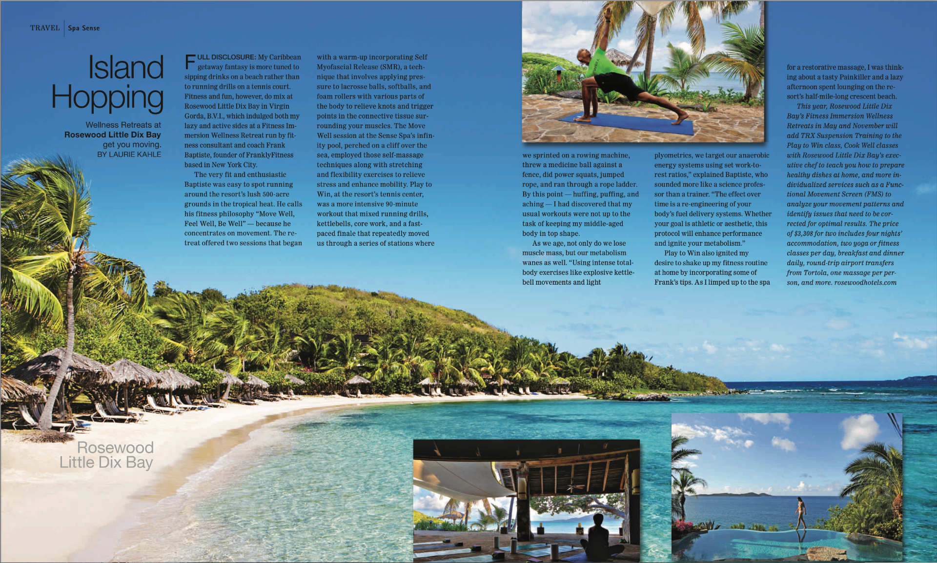 Celebrated Living centerfold — Island Hopping, Wellness Retreats at Rosewood Little Dix Bay